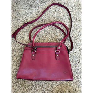 Patricia Nash Red Leather Shoulder Crossbody Bag Zip Closure Multi Pockets